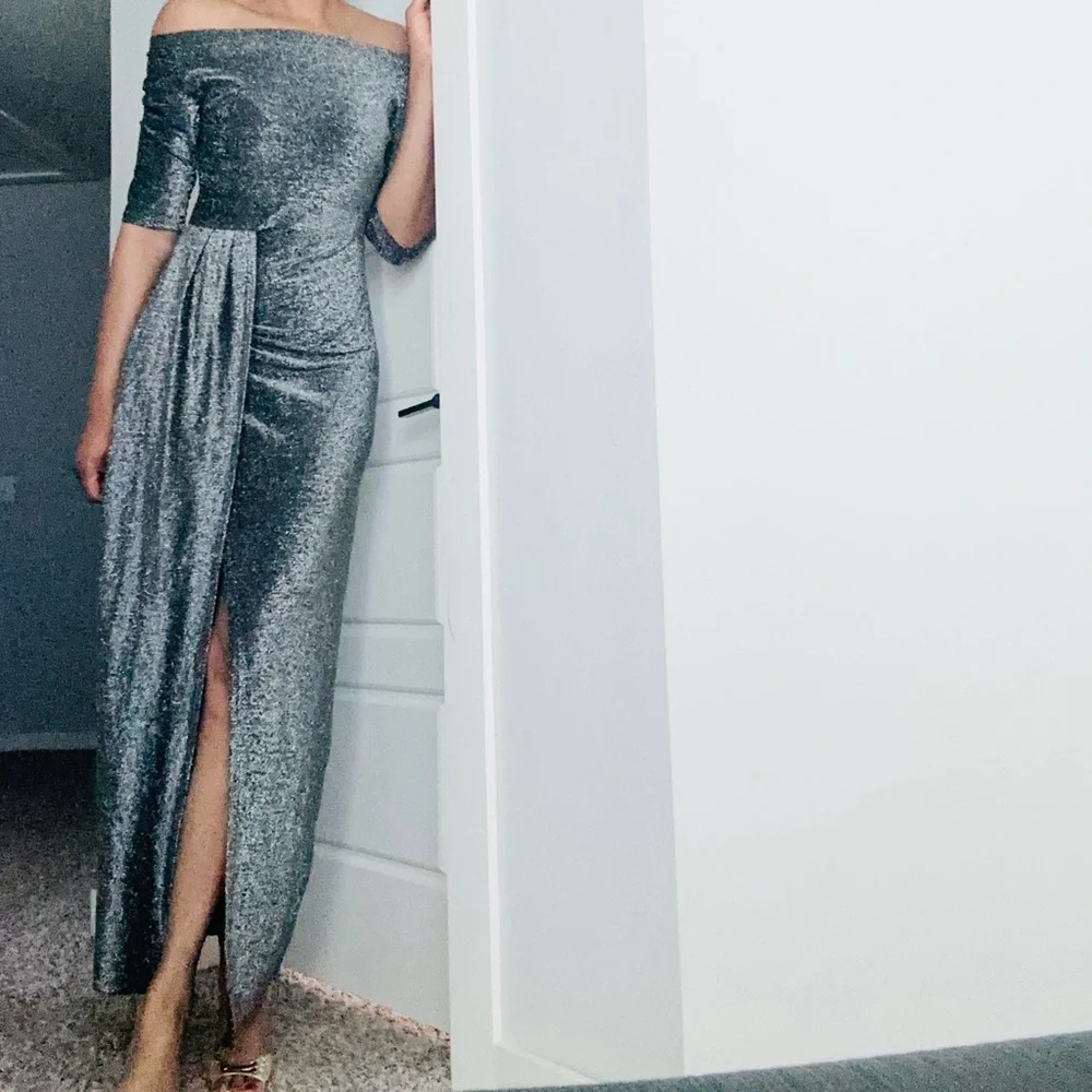 Gray maxi Occassion Dress - Picture 8 of 15